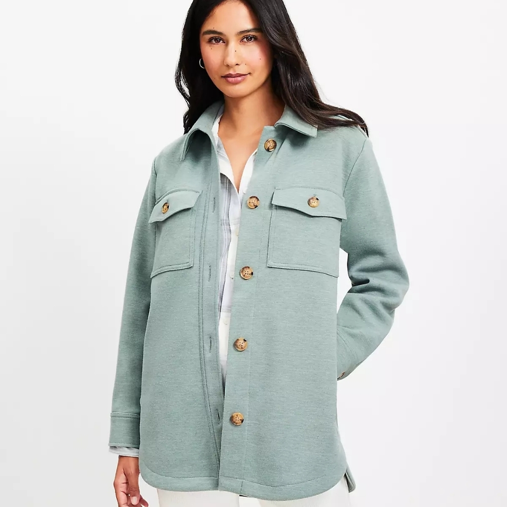 LOFT Brushed Shirt Jacket in Sage